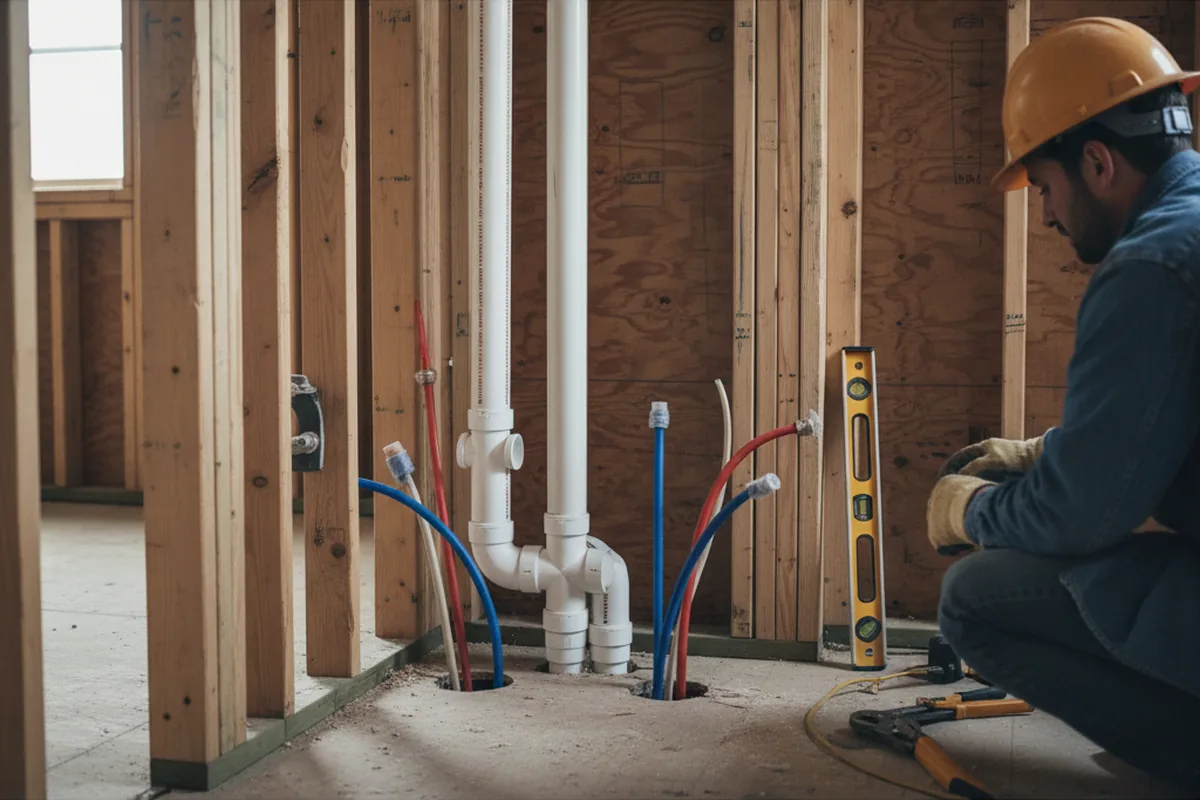 Drain and supply rough-in during Garbage Disposal Repair in Enfield